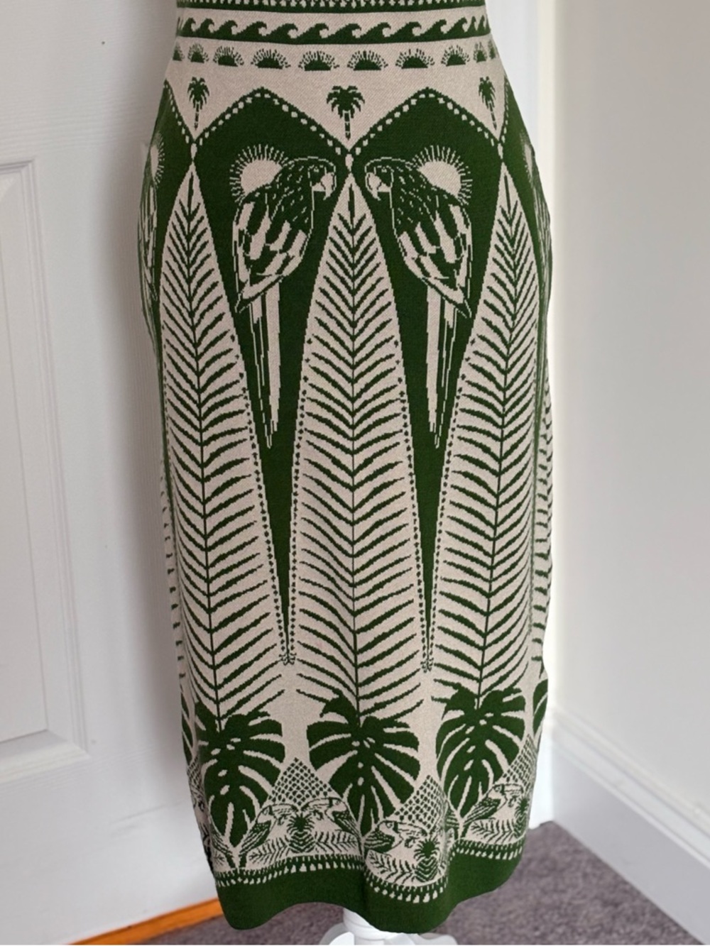 FARM Rio Green and Cream Macaw Knit Midi Dress - Picture 6 of 7
